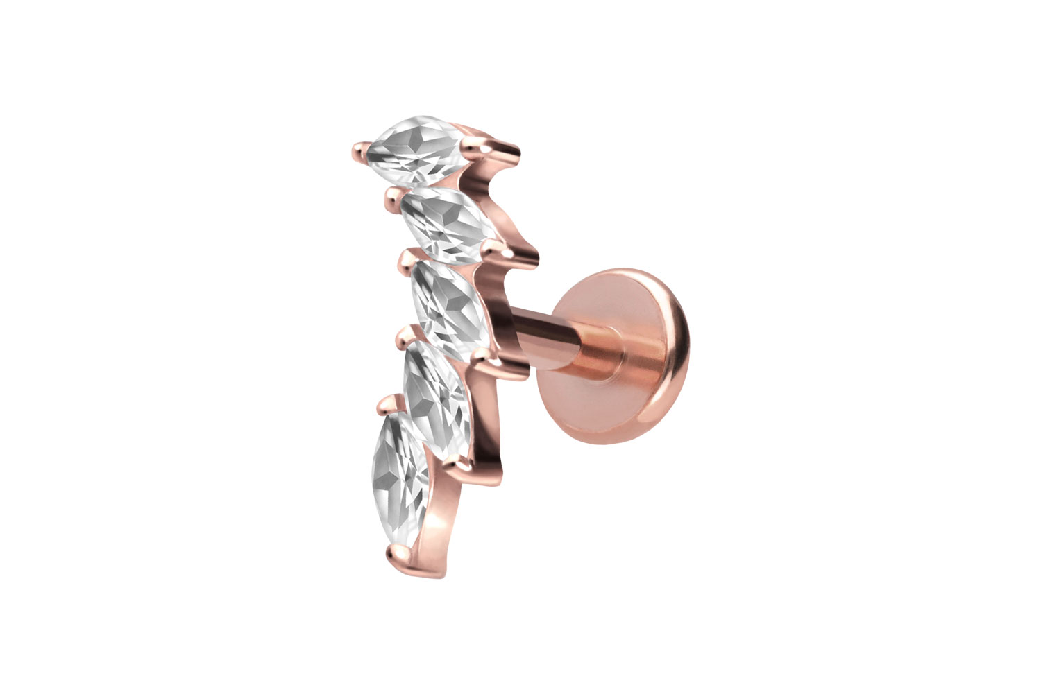 Titan Labret Piercing mit Push Fit 5 EINGEFASSTE KRISTALLTROPFEN